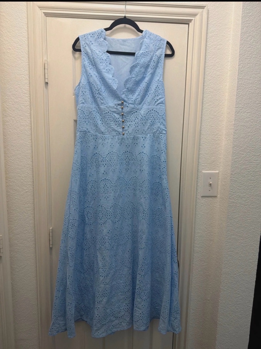 Commense Cotton Sleeveless Embroidered Eyelet Dress with Deep V Neck - Picture 3 of 7